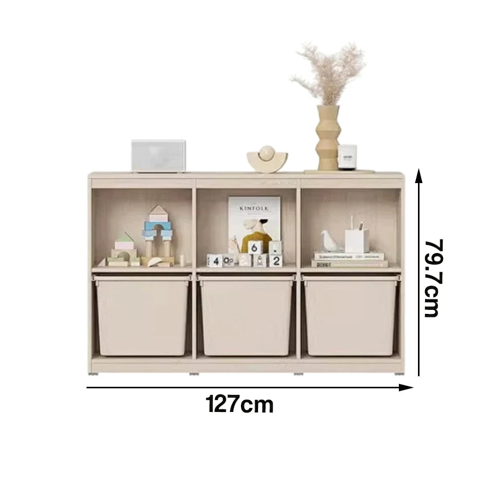 LIVARA 2-Tier Kids Storage Bookshelf - Honey Yellow Storage Bins with Open Shelving, Space-Saving Organiser for Playroom & Bedroom - Honey Yellow