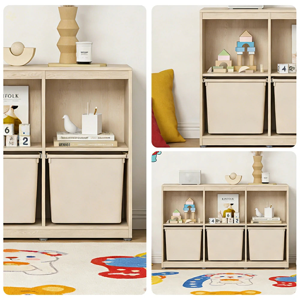 LIVARA 2-Tier Kids Storage Bookshelf - Honey Yellow Storage Bins with Open Shelving, Space-Saving Organiser for Playroom & Bedroom - Honey Yellow