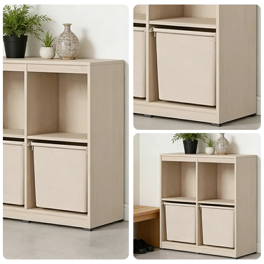 LIVARA 2-Tier Kids Storage Bookshelf - Honey Yellow Storage Bins with Open Shelving, Space-Saving Organiser for Playroom & Bedroom - Honey Yellow