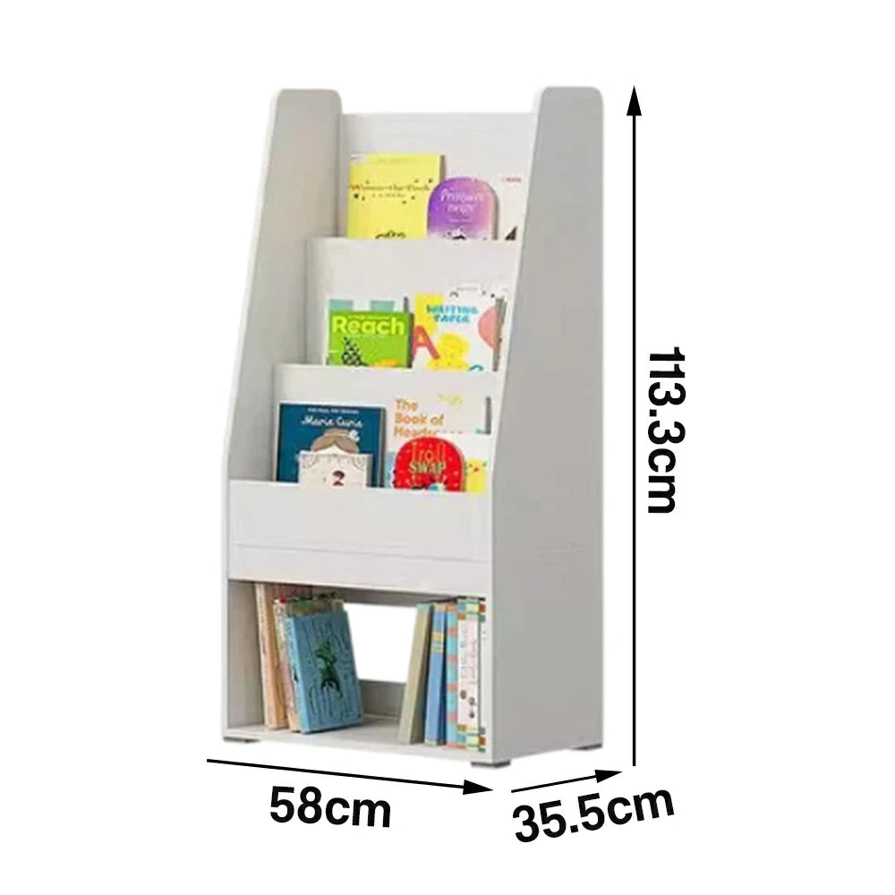 LIVARA Kids Solid Wood Book Display Shelf - Front-Facing Picture Book Rack, Large Capacity Storage for Playroom & Bedroom - White
