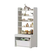 LIVARA Kids Toy Storage Shelf - Multi-Tier Open Shelving with Pull-Out Bin, Large Capacity Organiser for Playroom & Bedroom - White