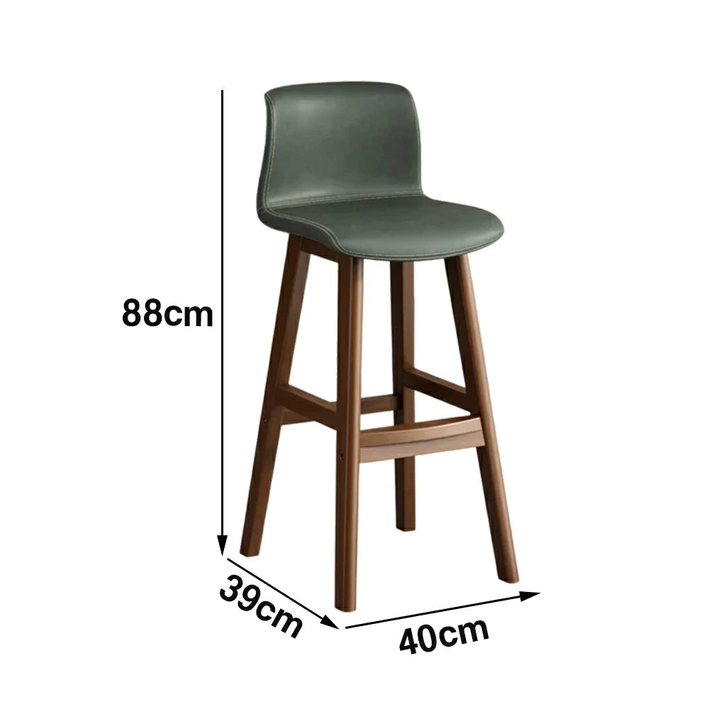 LIVARA Dining Chair Ergonomic Wide Seat Solid Wood Frame Faux Leather Upholstery High-Resilience Cushion - Green