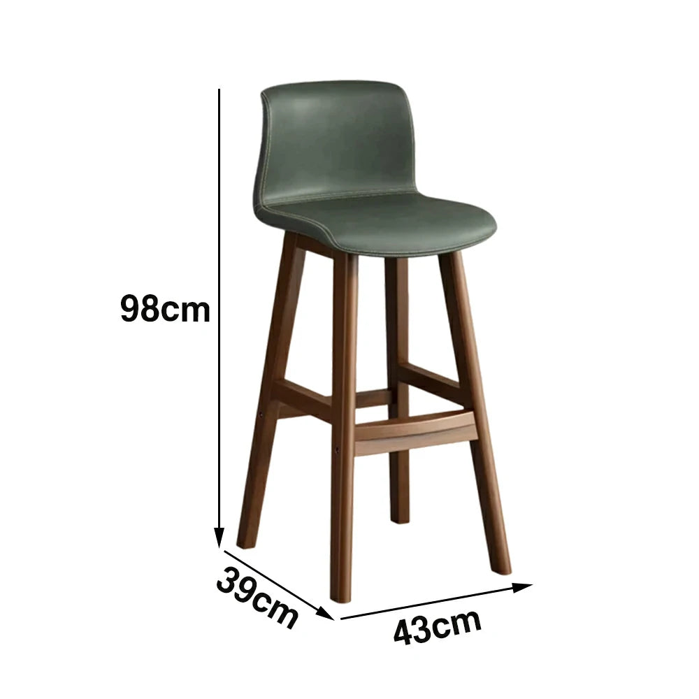 LIVARA Dining Chair Ergonomic Wide Seat Solid Wood Frame Faux Leather Upholstery High-Resilience Cushion - Green