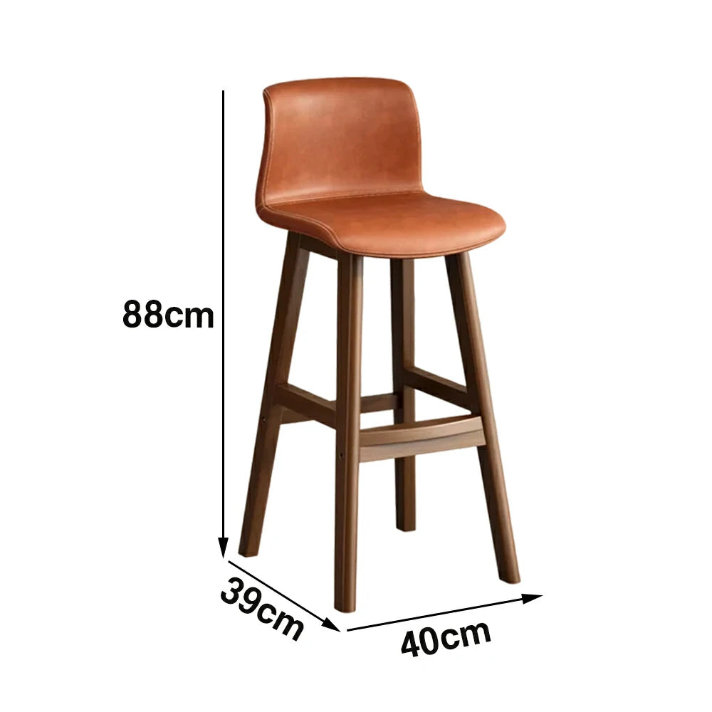 LIVARA Dining Chair Ergonomic Wide Seat Solid Wood Frame Faux Leather Upholstery High-Resilience Cushion - Orange