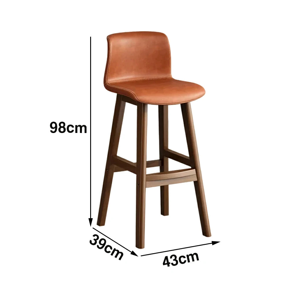 LIVARA Dining Chair Ergonomic Wide Seat Solid Wood Frame Faux Leather Upholstery High-Resilience Cushion - Orange