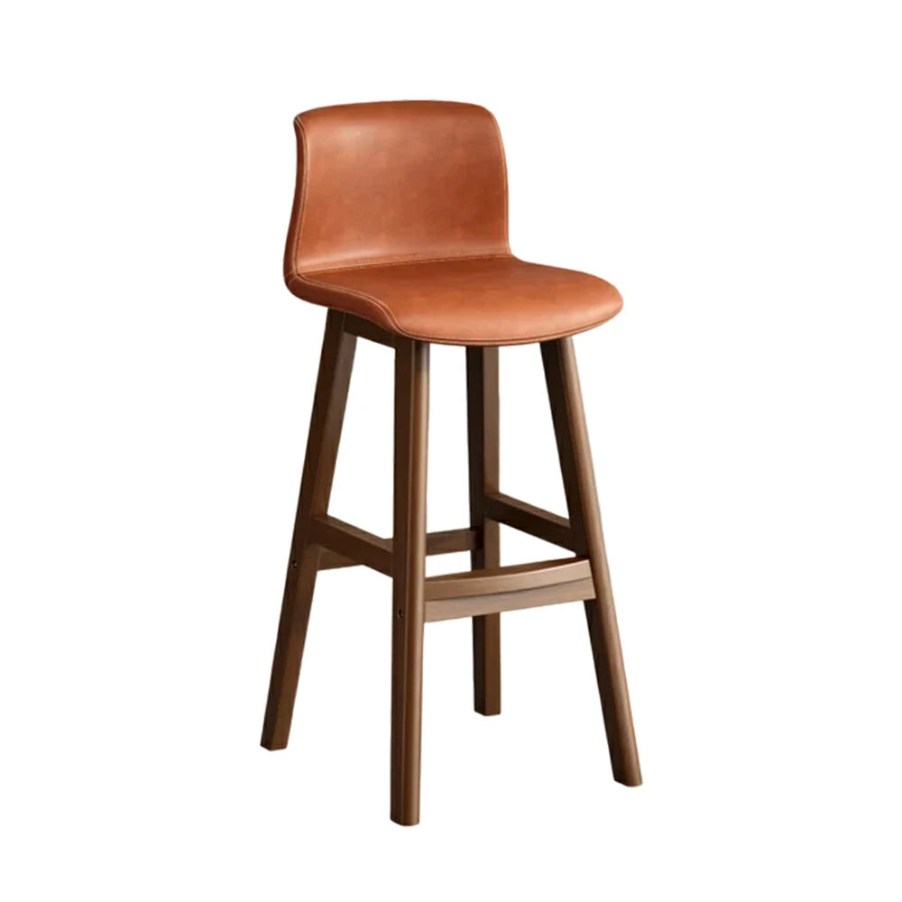 LIVARA Dining Chair Ergonomic Wide Seat Solid Wood Frame Faux Leather Upholstery High-Resilience Cushion - Orange