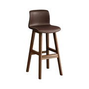 LIVARA Dining Chair Ergonomic Wide Seat Solid Wood Frame Faux Leather Upholstery High-Resilience Cushion - Coffee