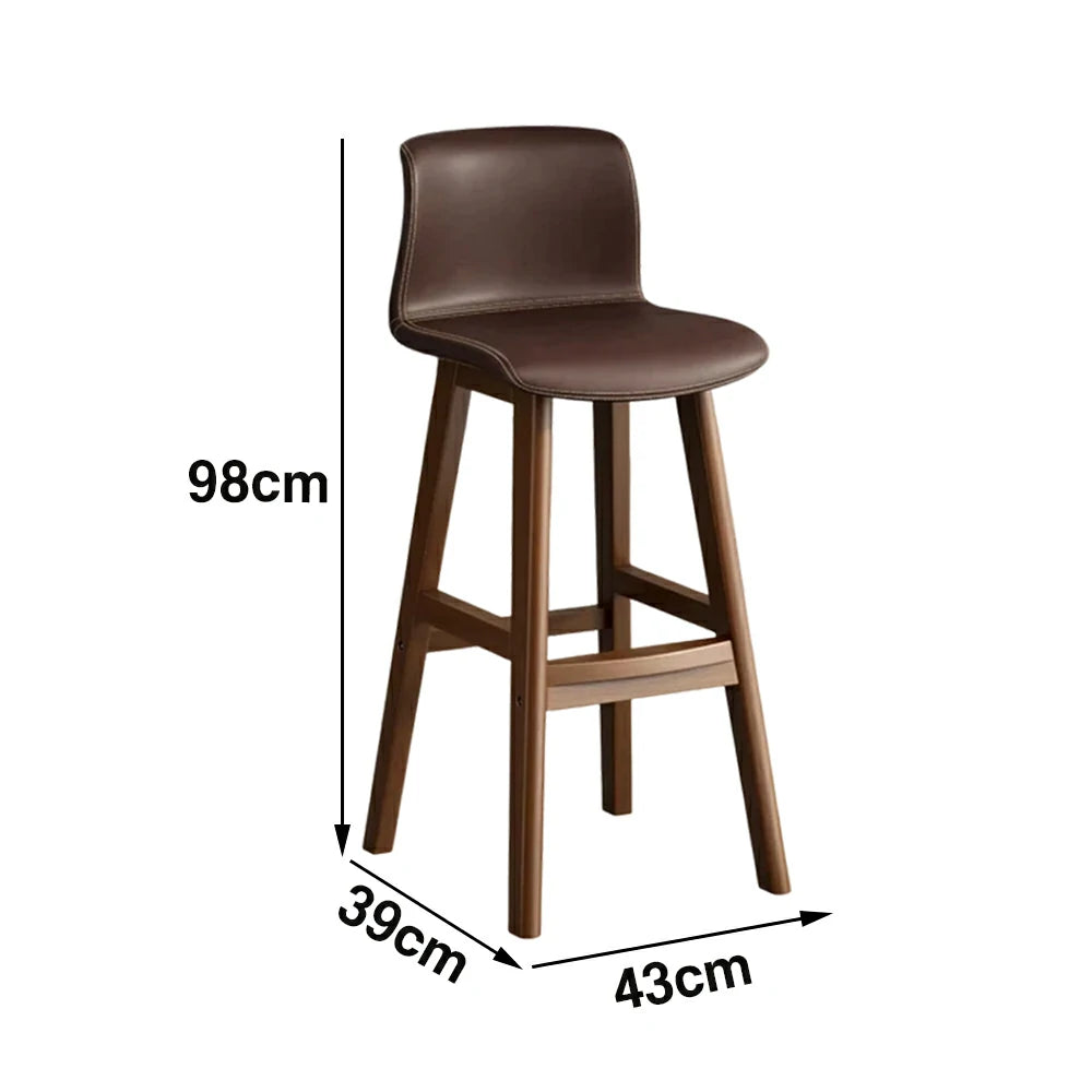 LIVARA Dining Chair Ergonomic Wide Seat Solid Wood Frame Faux Leather Upholstery High-Resilience Cushion - Coffee
