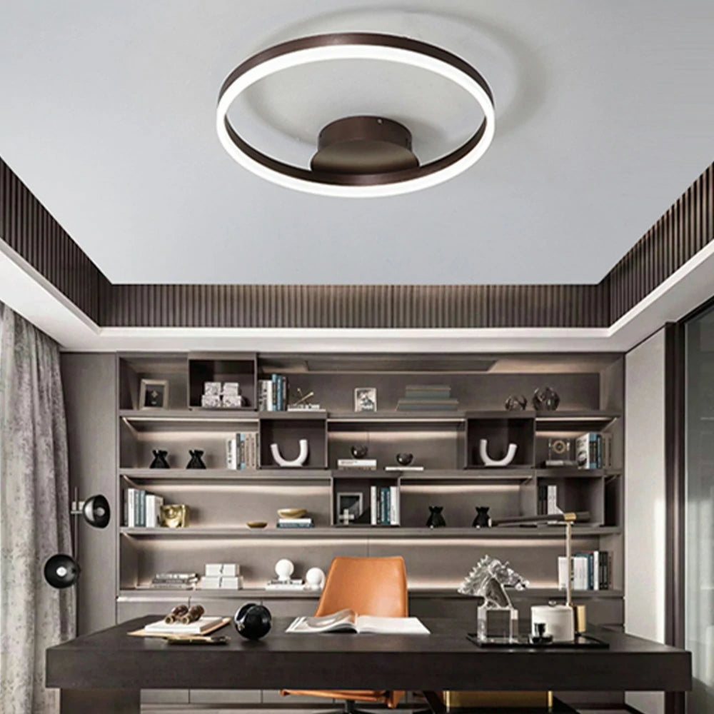 LIVARA Modern Single-Ring LED Ceiling Light 40/50cm Natural Light, Brushed Aluminum Frame & Acrylic Shade Flush Mount Lamp for Living Room Bedroom