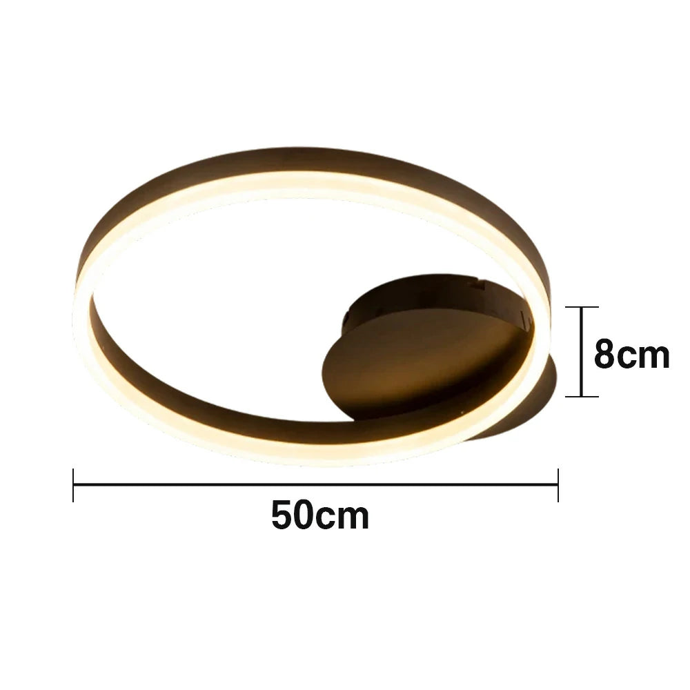 LIVARA Modern Single-Ring LED Ceiling Light 40/50cm Natural Light, Brushed Aluminum Frame & Acrylic Shade Flush Mount Lamp for Living Room Bedroom