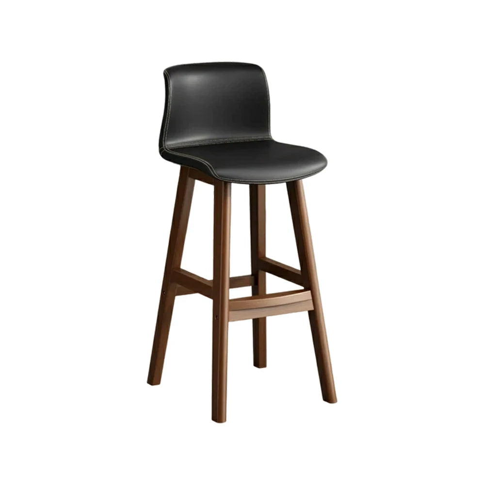 LIVARA Dining Chair Ergonomic Wide Seat Solid Wood Frame Faux Leather Upholstery High-Resilience Cushion - Black