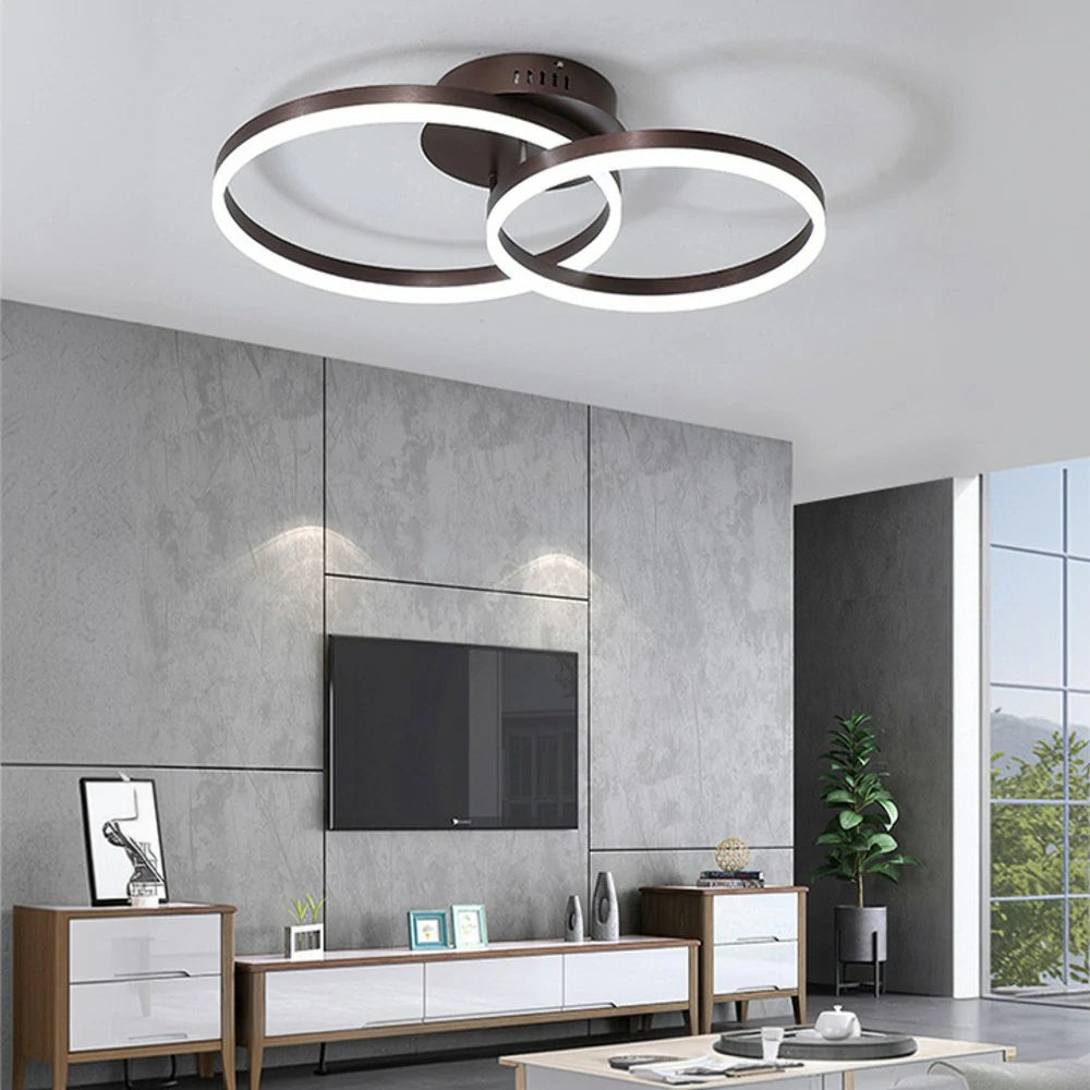 LIVARA Modern Double-Ring LED Ceiling Light 30/40/50cm Natural Light, Aluminum Frame & Acrylic Shade Flush Mount Lamp