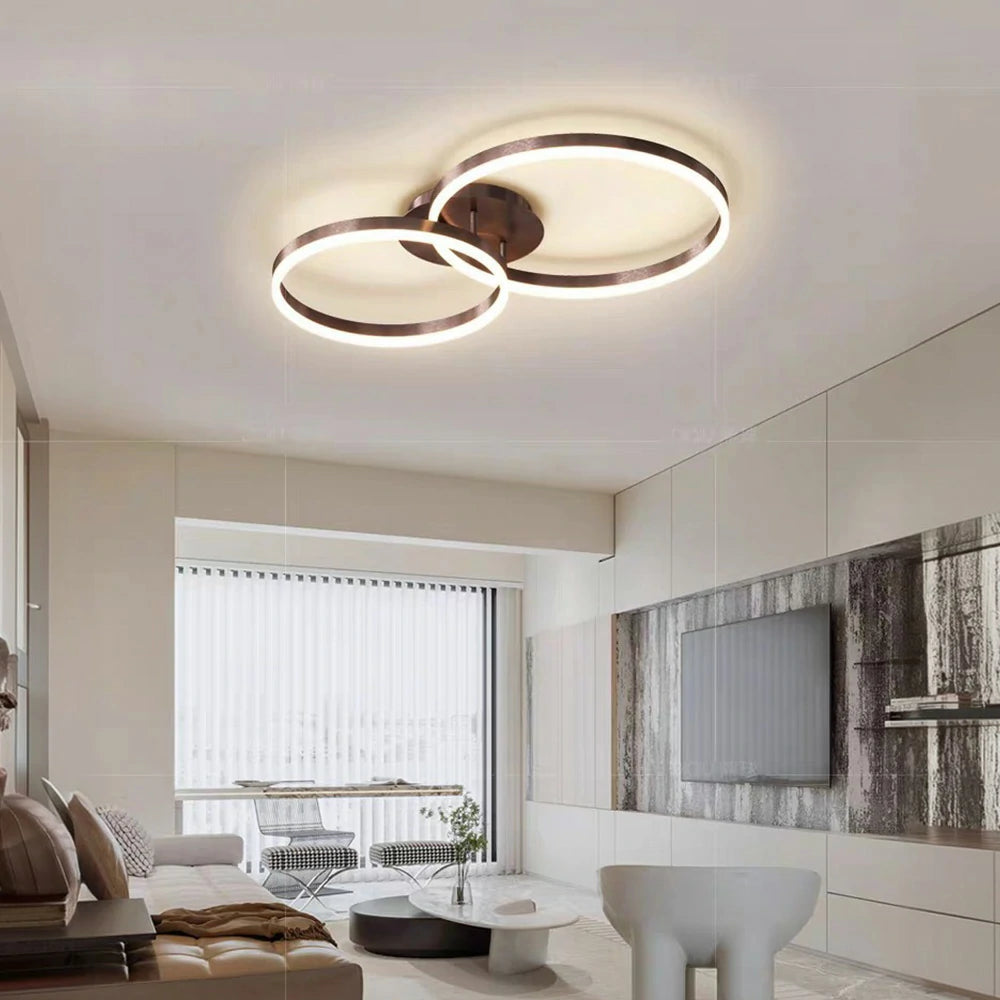 LIVARA Modern Double-Ring LED Ceiling Light 30/40/50cm Natural Light, Aluminum Frame & Acrylic Shade Flush Mount Lamp
