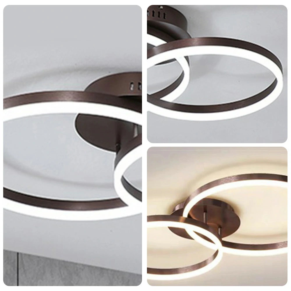 LIVARA Modern Double-Ring LED Ceiling Light 30/40/50cm Natural Light, Aluminum Frame & Acrylic Shade Flush Mount Lamp