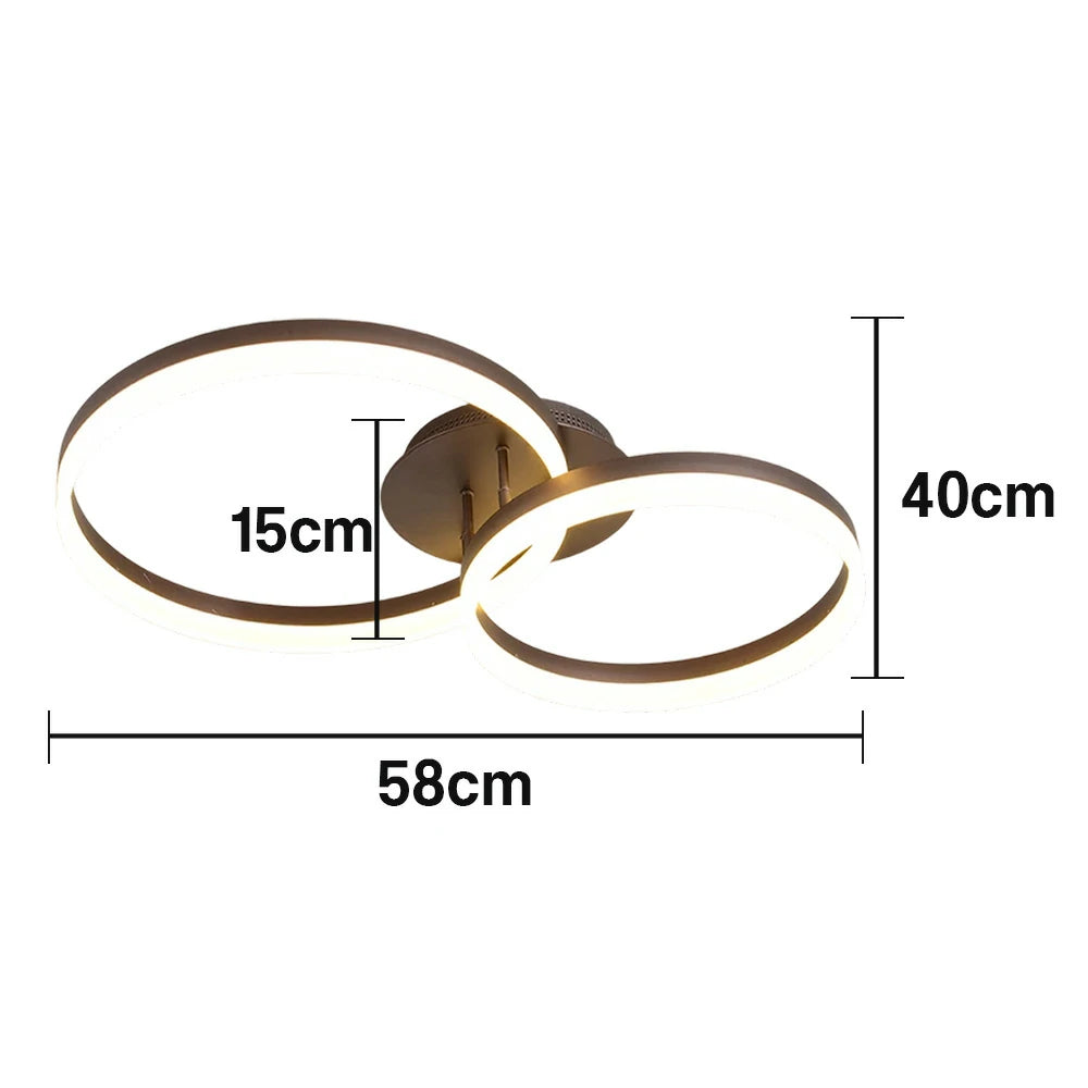 LIVARA Modern Double-Ring LED Ceiling Light 30/40/50cm Natural Light, Aluminum Frame & Acrylic Shade Flush Mount Lamp