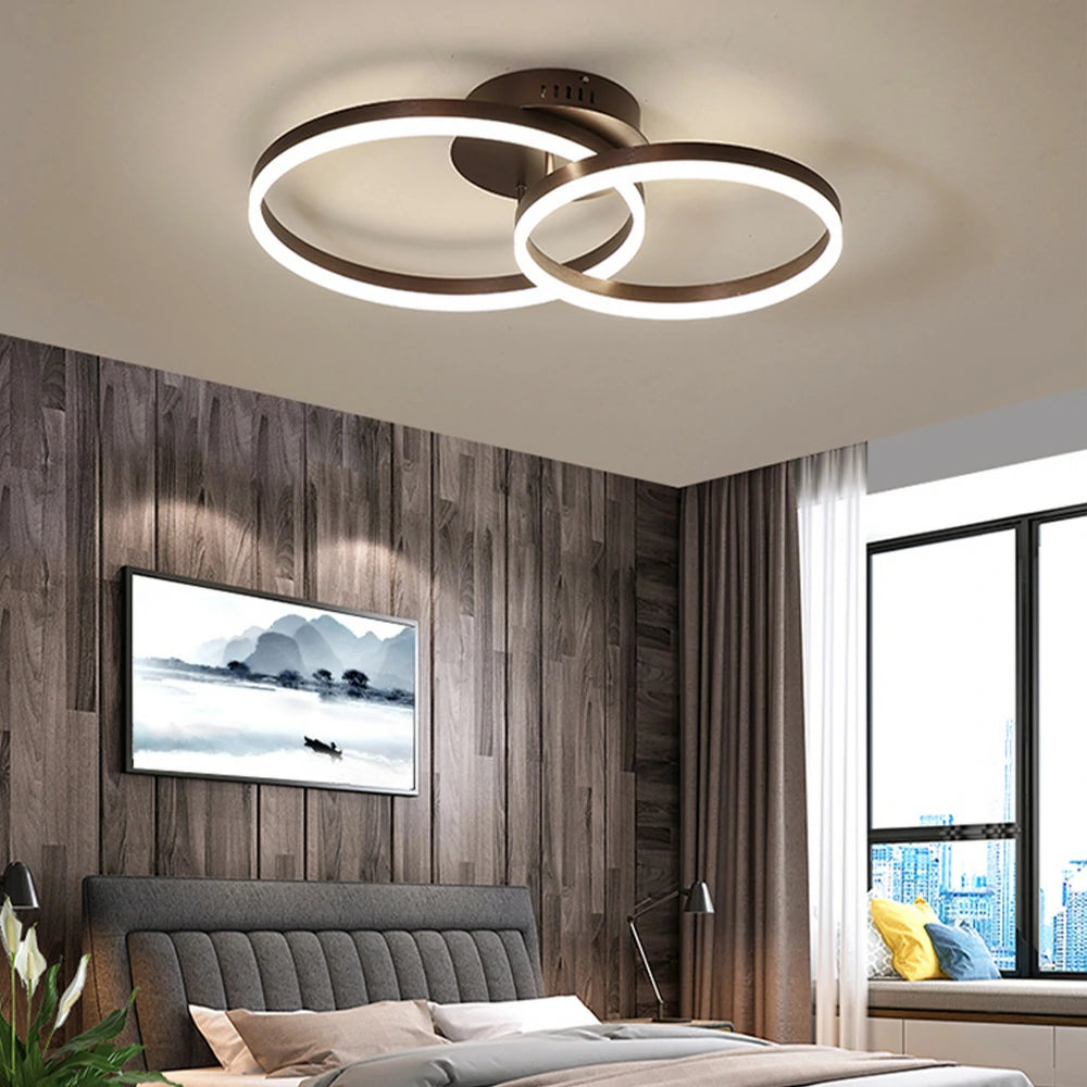 LIVARA Modern Double-Ring LED Ceiling Light 30/40/50cm Natural Light, Aluminum Frame & Acrylic Shade Flush Mount Lamp