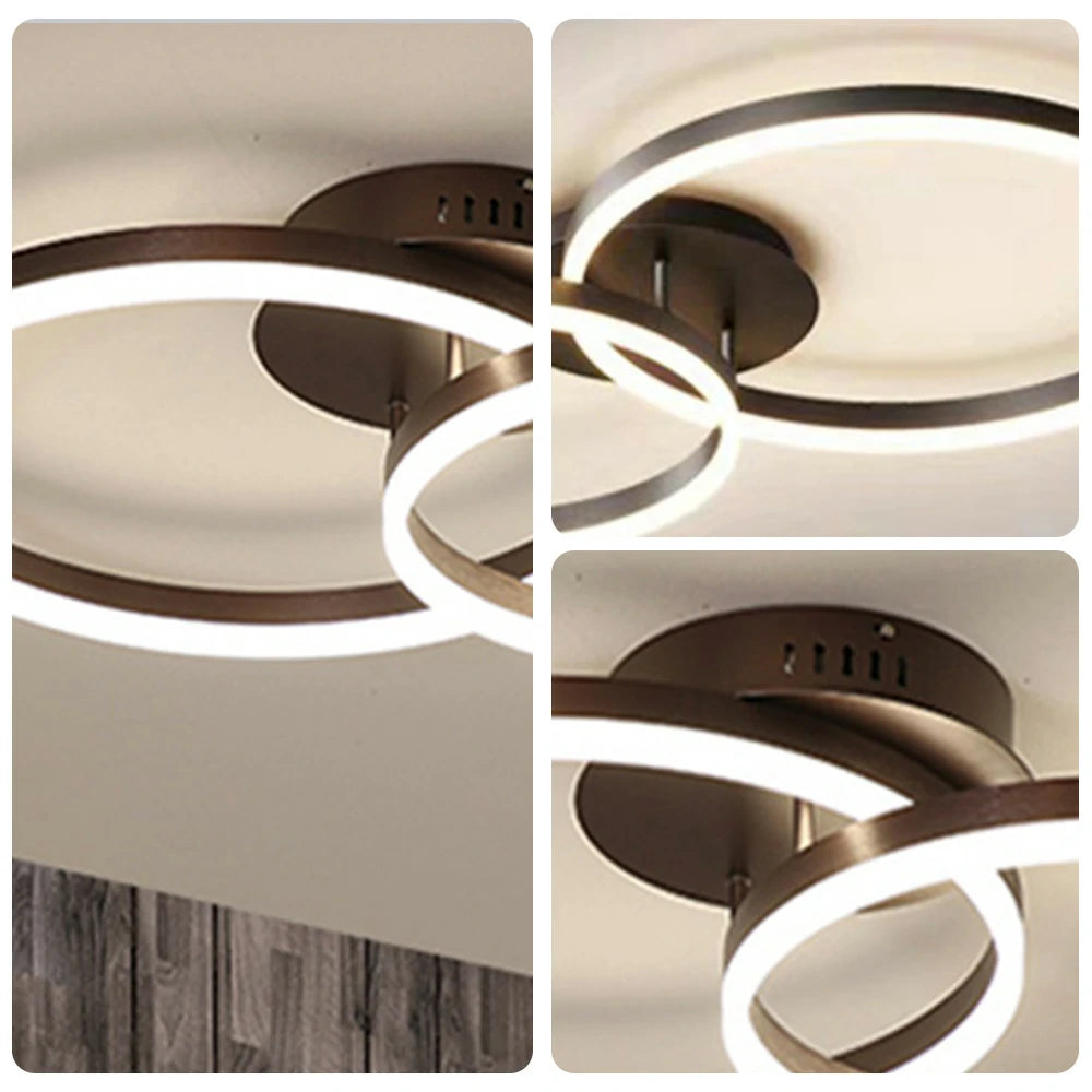 LIVARA Modern Double-Ring LED Ceiling Light 30/40/50cm Natural Light, Aluminum Frame & Acrylic Shade Flush Mount Lamp
