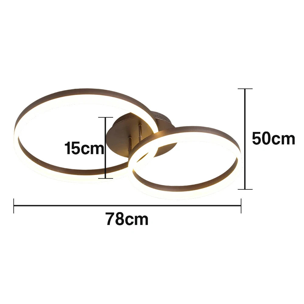 LIVARA Modern Double-Ring LED Ceiling Light 30/40/50cm Natural Light, Aluminum Frame & Acrylic Shade Flush Mount Lamp