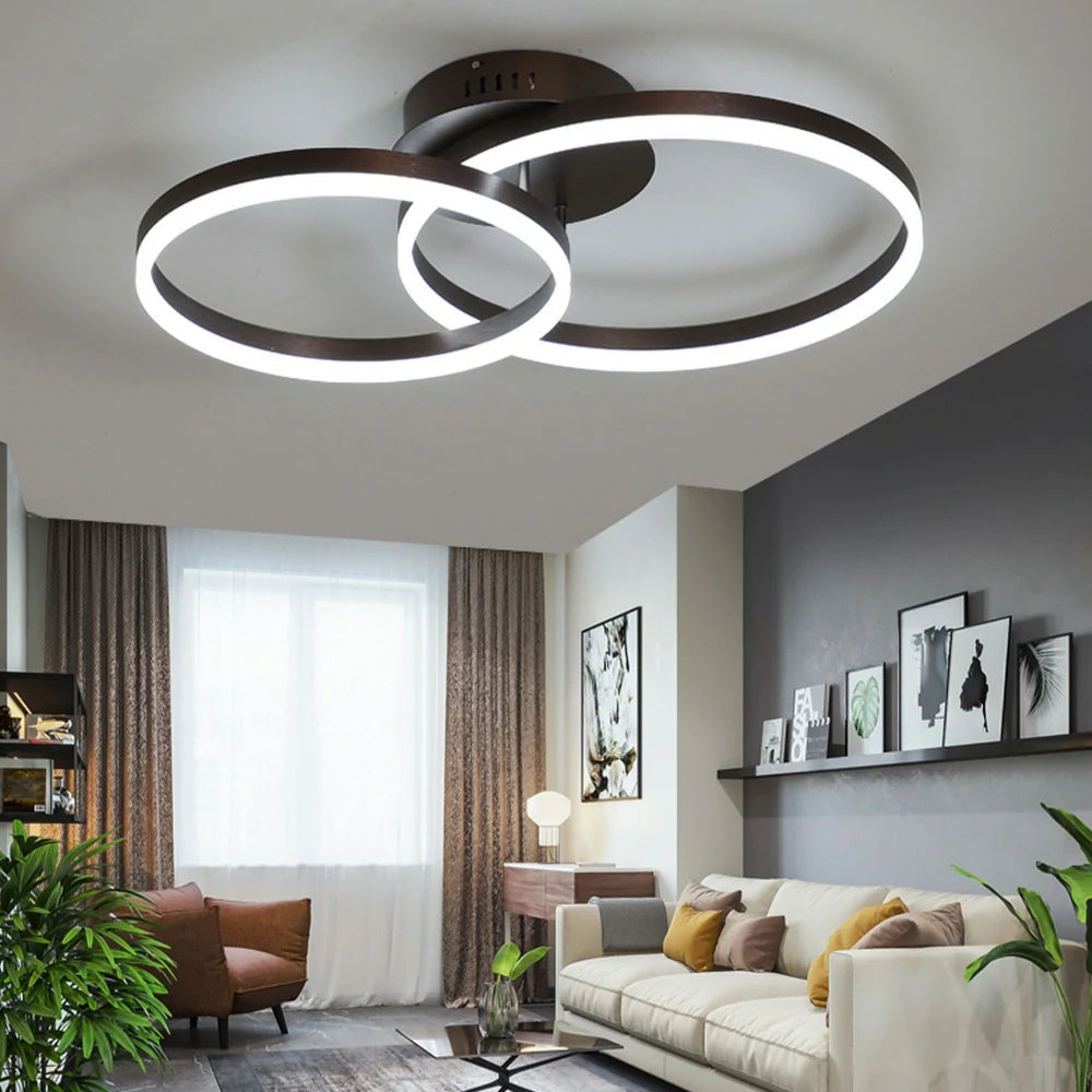 LIVARA Modern Double-Ring LED Ceiling Light 30/40/50cm Natural Light, Aluminum Frame & Acrylic Shade Flush Mount Lamp