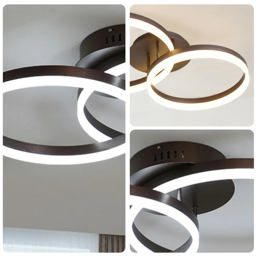 LIVARA Modern Double-Ring LED Ceiling Light 30/40/50cm Natural Light, Aluminum Frame & Acrylic Shade Flush Mount Lamp