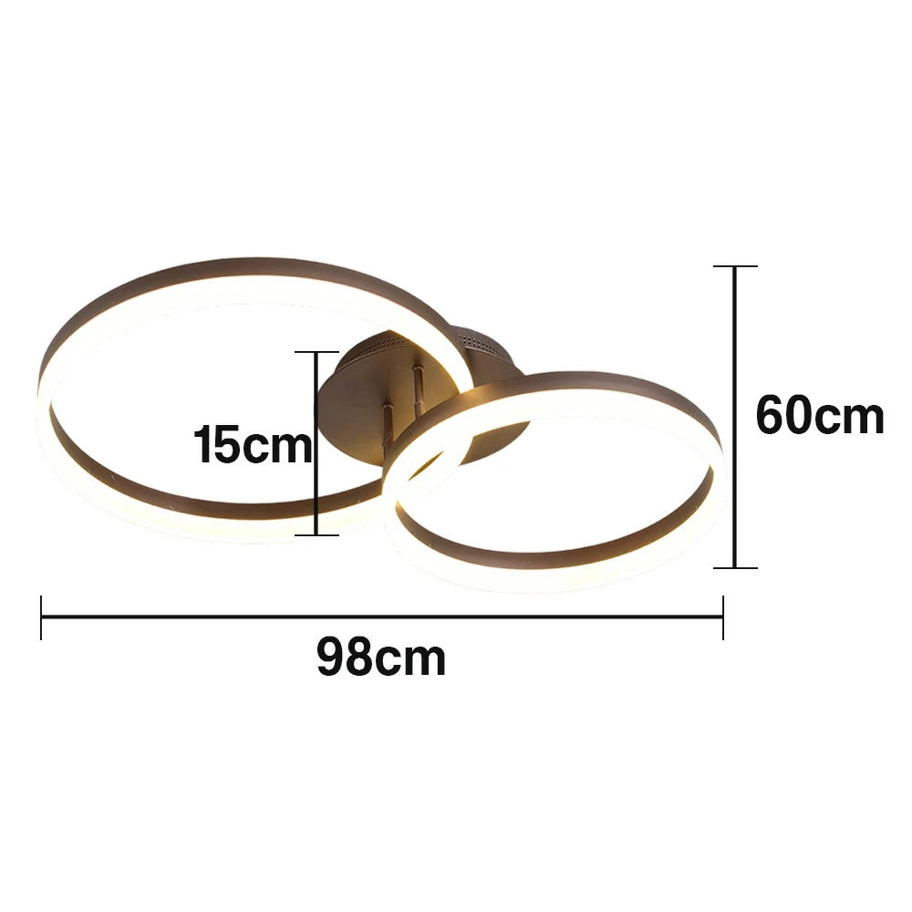 LIVARA Modern Double-Ring LED Ceiling Light 30/40/50cm Natural Light, Aluminum Frame & Acrylic Shade Flush Mount Lamp