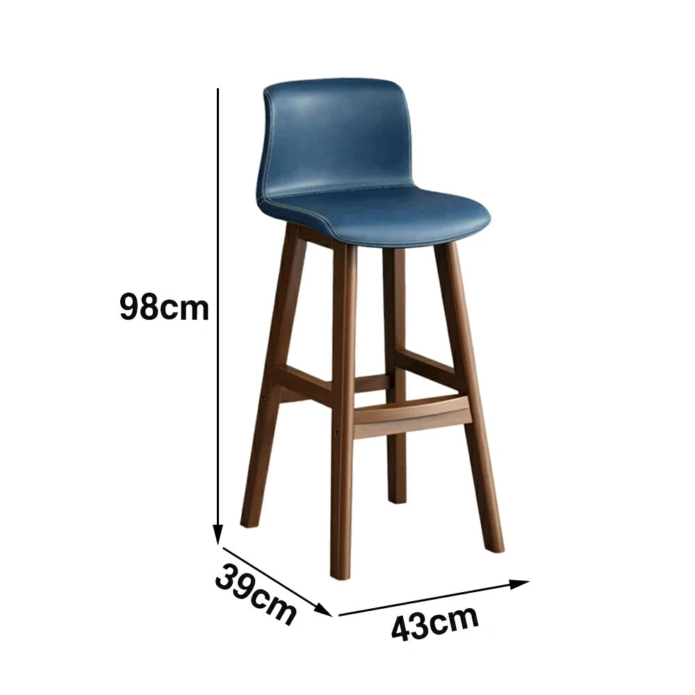 LIVARA Dining Chair Ergonomic Wide Seat Solid Wood Frame Faux Leather Upholstery High-Resilience Cushion - Blue
