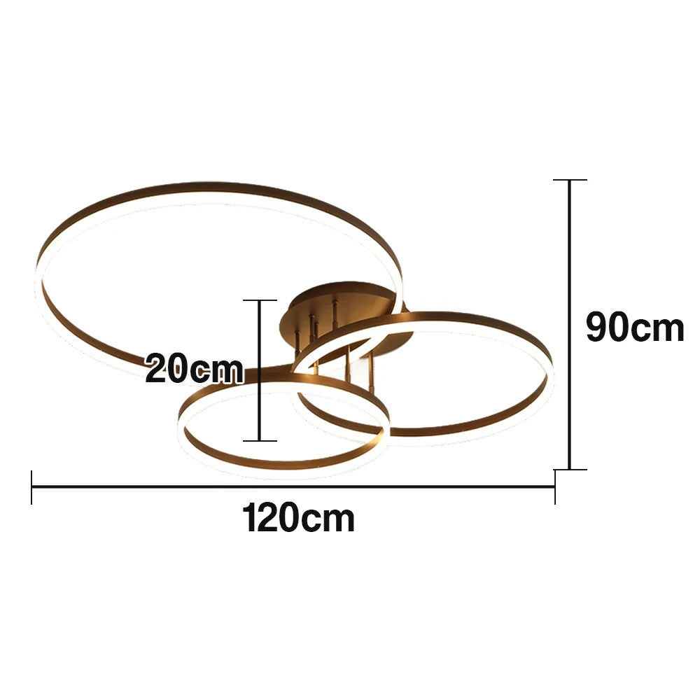 LIVARA Modern Triple-Ring LED Ceiling 40/50cm Natural Light, Aluminum Frame & Acrylic Shade Flush Mount Lamp