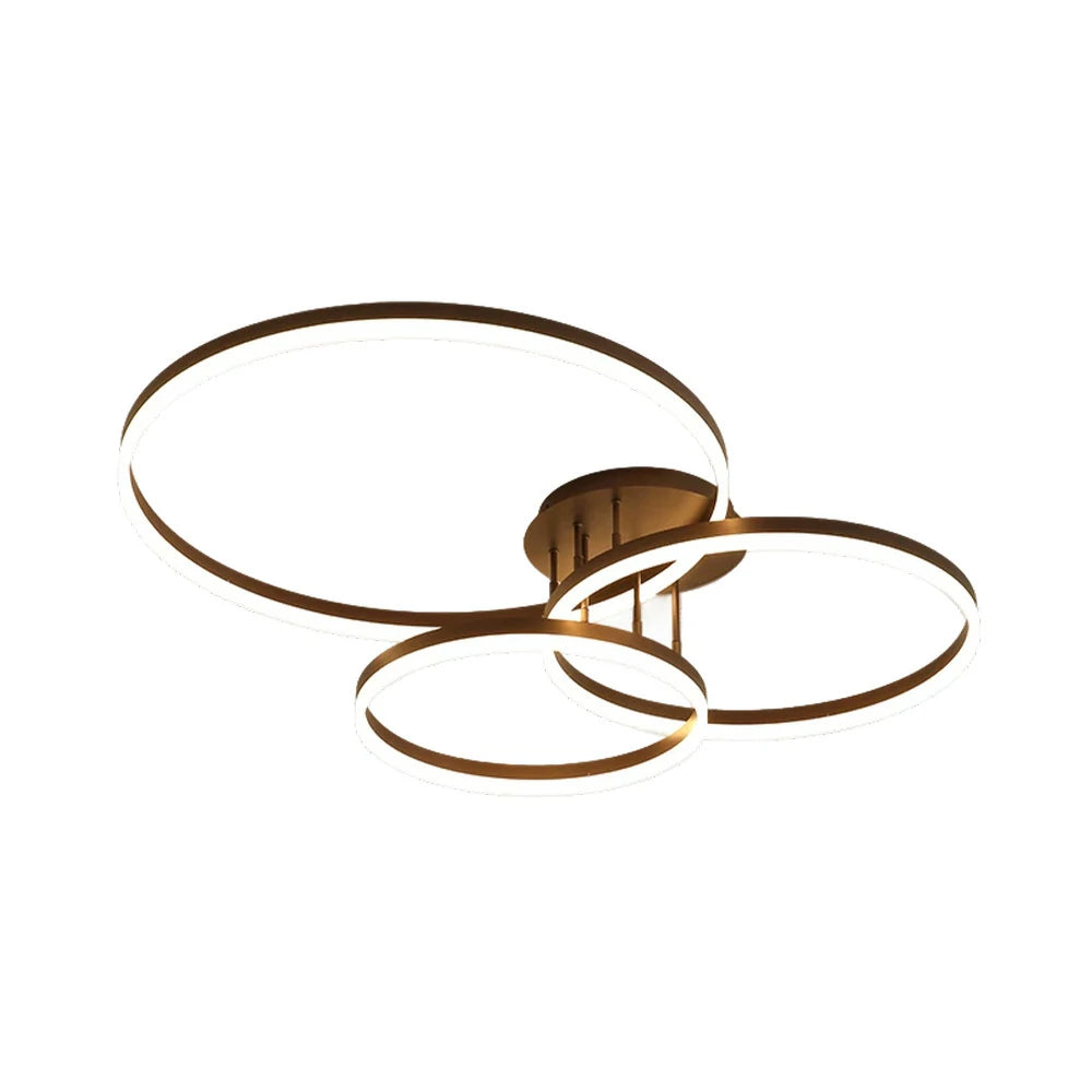 LIVARA Modern Triple-Ring LED Ceiling 40/50cm Natural Light, Aluminum Frame & Acrylic Shade Flush Mount Lamp