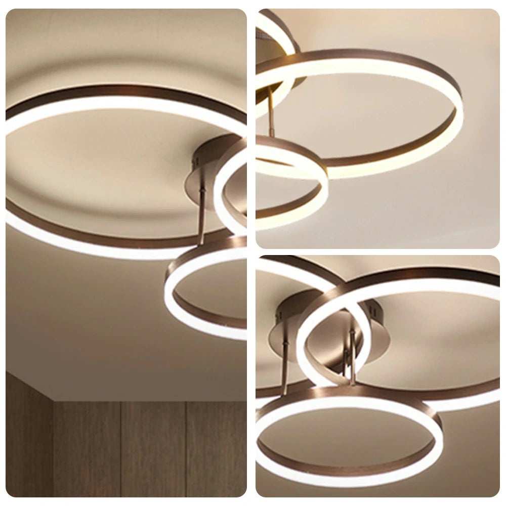 LIVARA Modern Triple-Ring LED Ceiling 40/50cm Natural Light, Aluminum Frame & Acrylic Shade Flush Mount Lamp