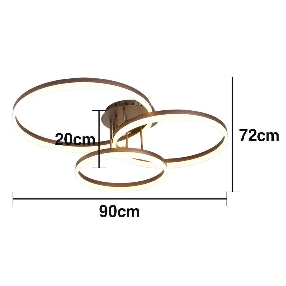 LIVARA Modern Triple-Ring LED Ceiling 40/50cm Natural Light, Aluminum Frame & Acrylic Shade Flush Mount Lamp