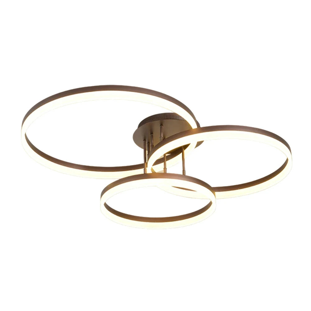 LIVARA Modern Triple-Ring LED Ceiling 40/50cm Natural Light, Aluminum Frame & Acrylic Shade Flush Mount Lamp