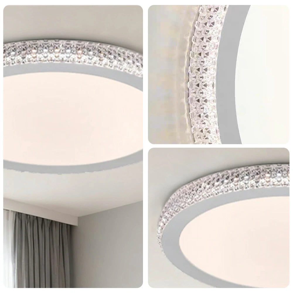 LIVARA LED Ceiling Light 40/50cm, Tri-Color Dimmable Flush Mount Lamp with PMMA Shade & Iron Body for Living Room Bedroom - White