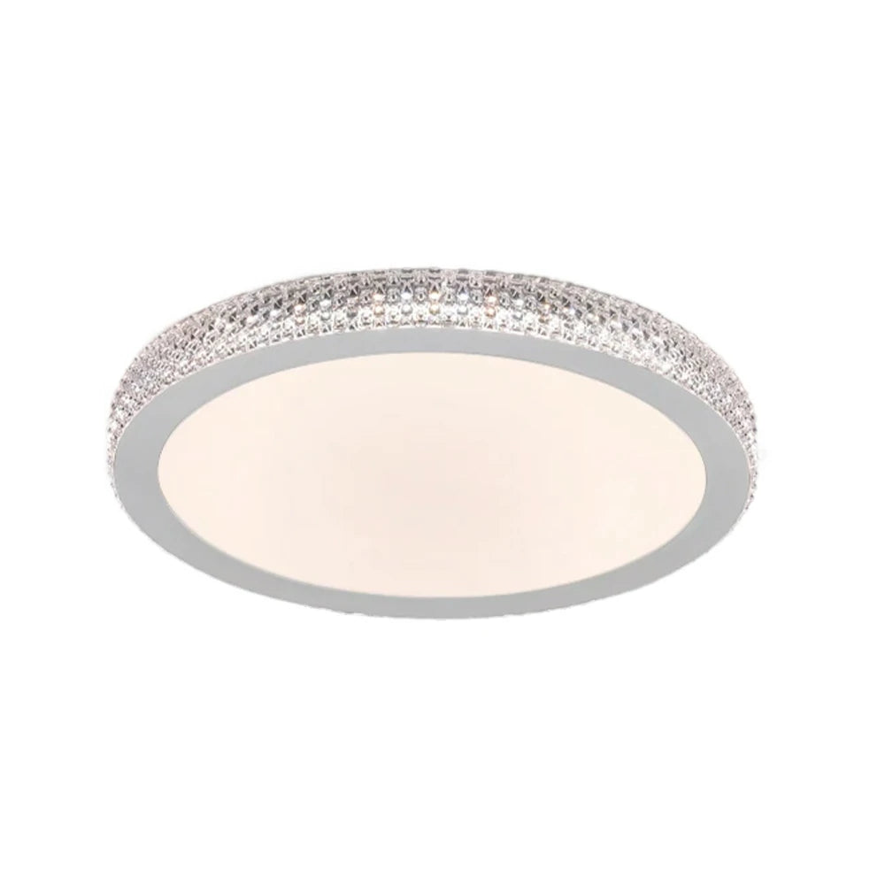 LIVARA LED Ceiling Light 40/50cm, Tri-Color Dimmable Flush Mount Lamp with PMMA Shade & Iron Body for Living Room Bedroom - White