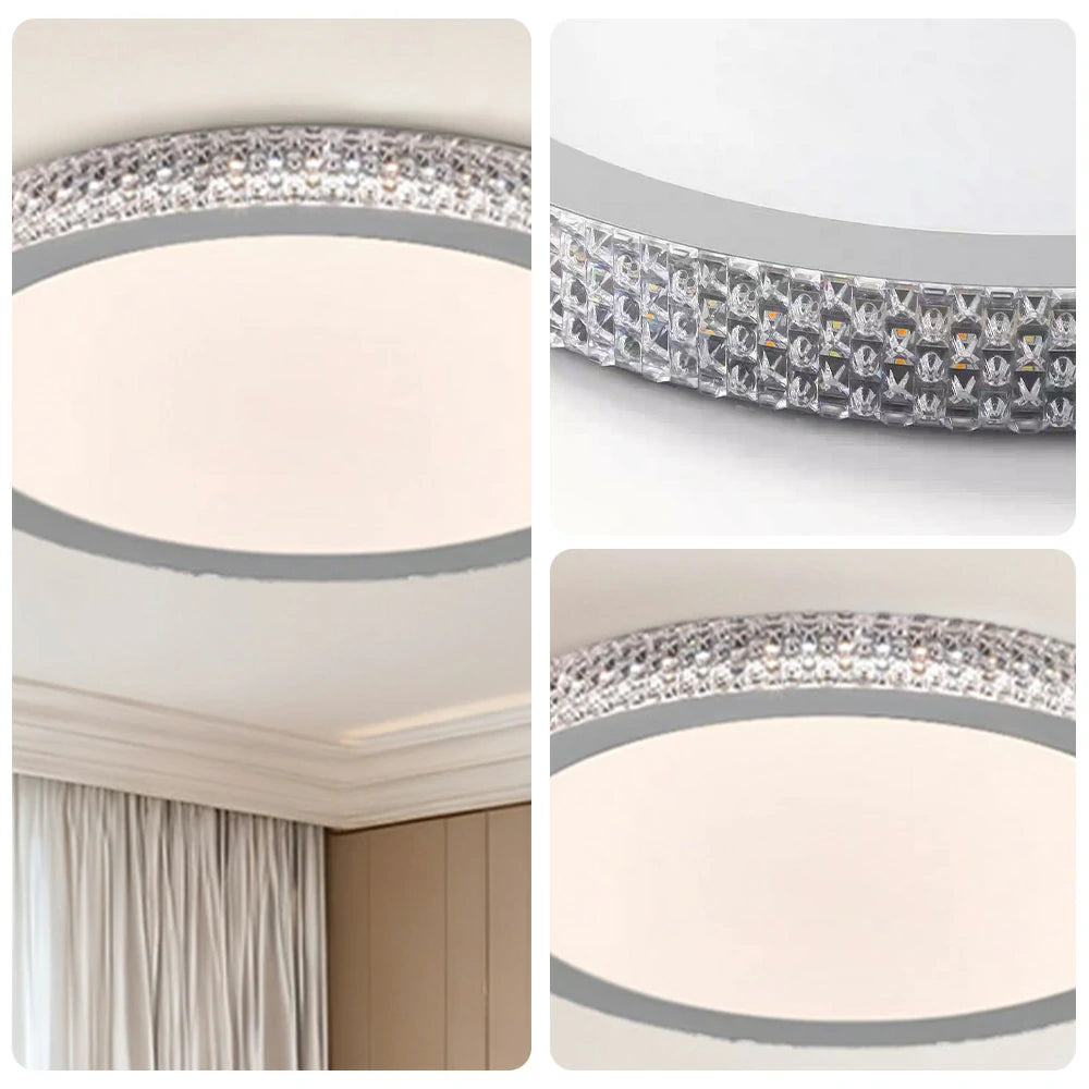 LIVARA LED Ceiling Light 40/50cm, Tri-Color Dimmable Flush Mount Lamp with PMMA Shade & Iron Body for Living Room Bedroom - Gery