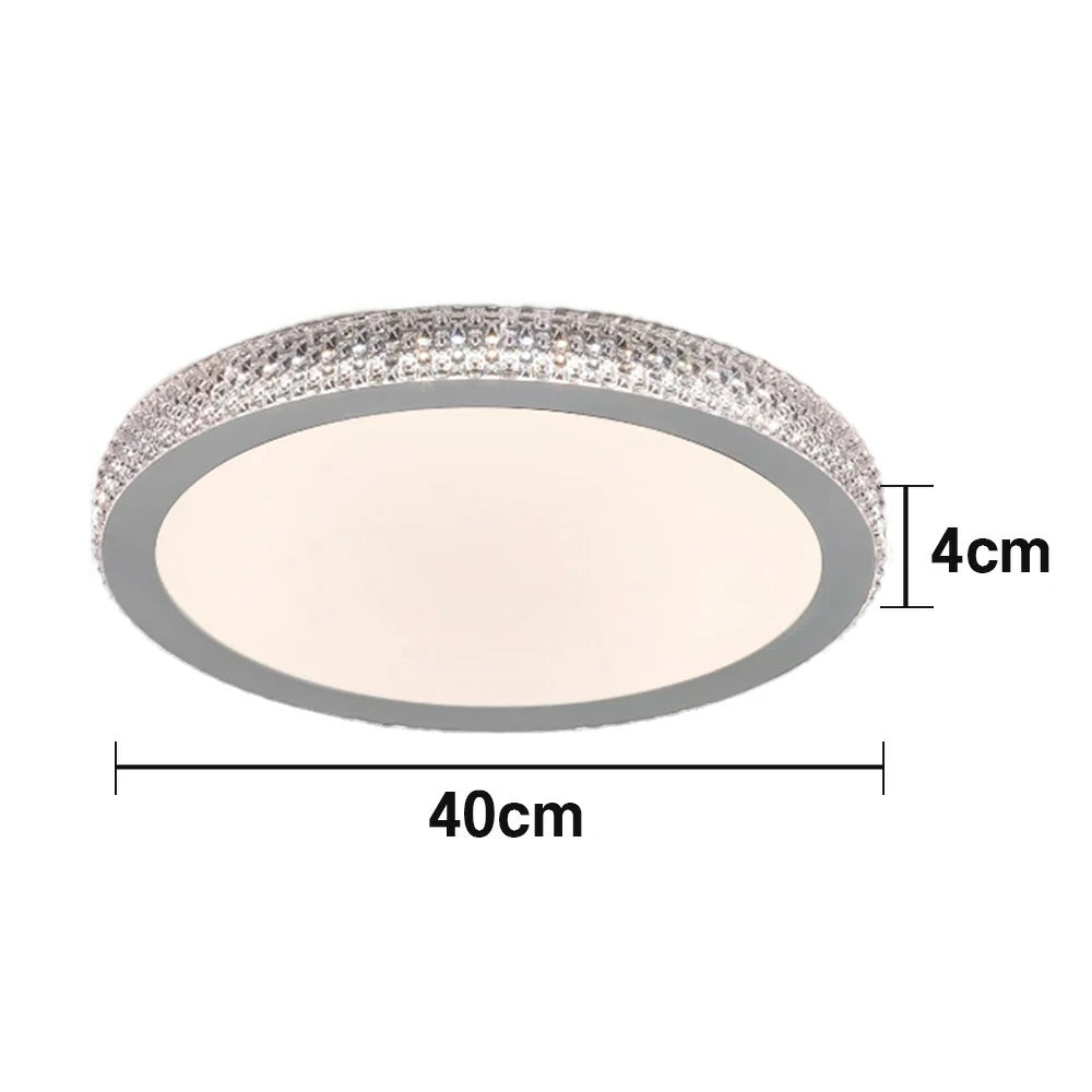 LIVARA LED Ceiling Light 40/50cm, Tri-Color Dimmable Flush Mount Lamp with PMMA Shade & Iron Body for Living Room Bedroom - Gery