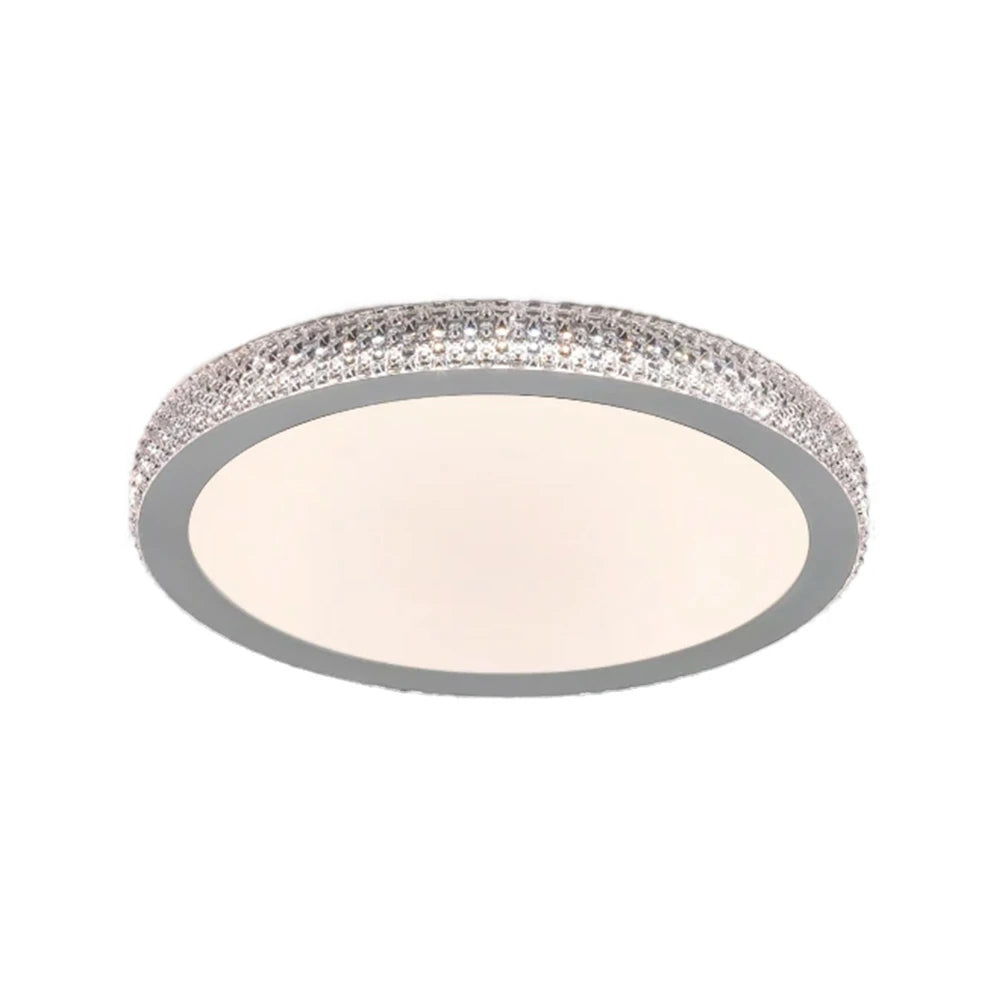 LIVARA LED Ceiling Light 40/50cm, Tri-Color Dimmable Flush Mount Lamp with PMMA Shade & Iron Body for Living Room Bedroom - Gery