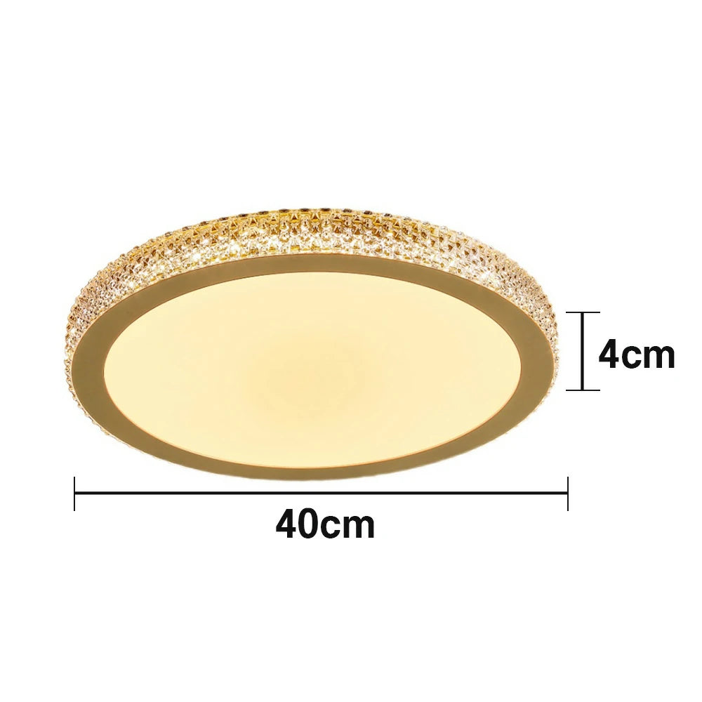 LIVARA LED Ceiling Light 40/50cm, Tri-Color Dimmable Flush Mount Lamp with PMMA Shade & Iron Body for Living Room Bedroom - Gold