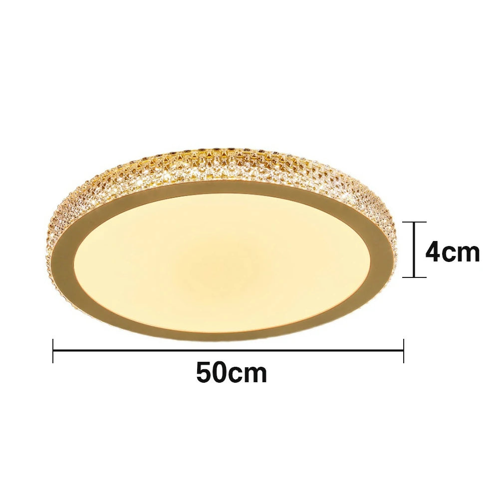 LIVARA LED Ceiling Light 40/50cm, Tri-Color Dimmable Flush Mount Lamp with PMMA Shade & Iron Body for Living Room Bedroom - Gold