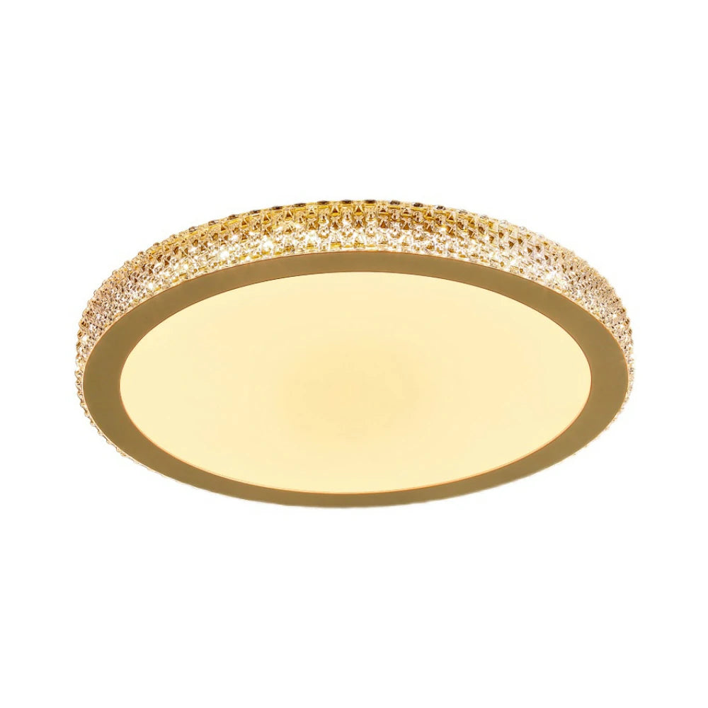 LIVARA LED Ceiling Light 40/50cm, Tri-Color Dimmable Flush Mount Lamp with PMMA Shade & Iron Body for Living Room Bedroom - Gold