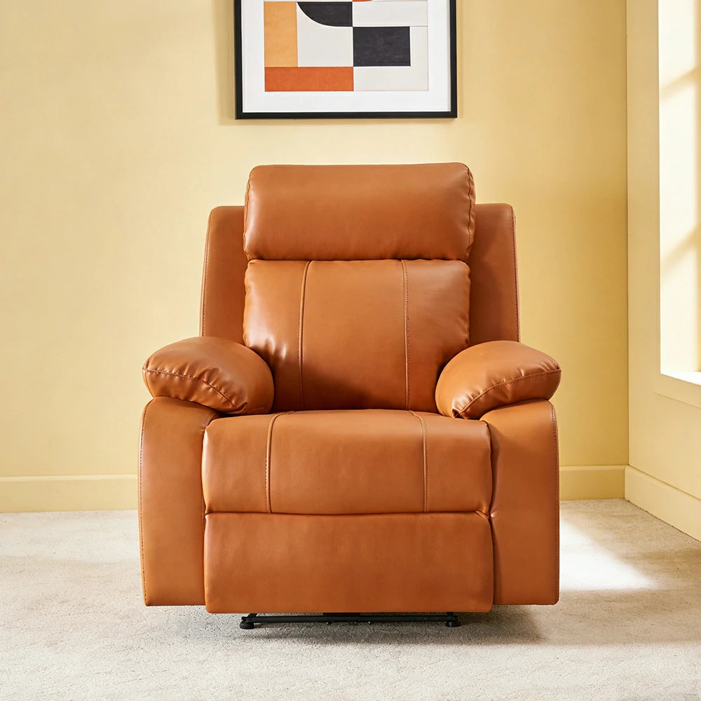 LIVARA 0.98m Single Electric Home Theatre Recliner Sofa Top-Grain Leather Ergonomic Design One-Touch Adjustable Backrest & Footrest - Brown