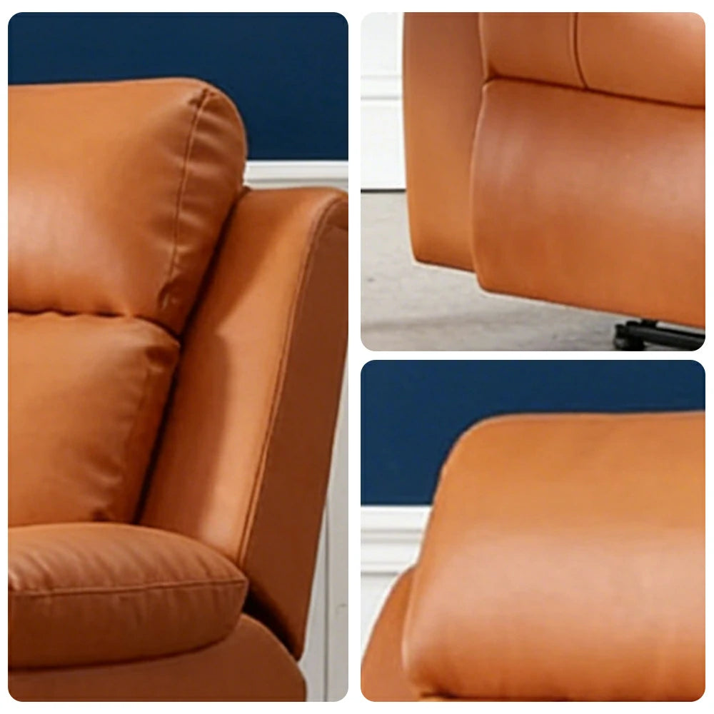 LIVARA 0.98m Single Electric Home Theatre Recliner Sofa Top-Grain Leather Ergonomic Design One-Touch Adjustable Backrest & Footrest - Brown