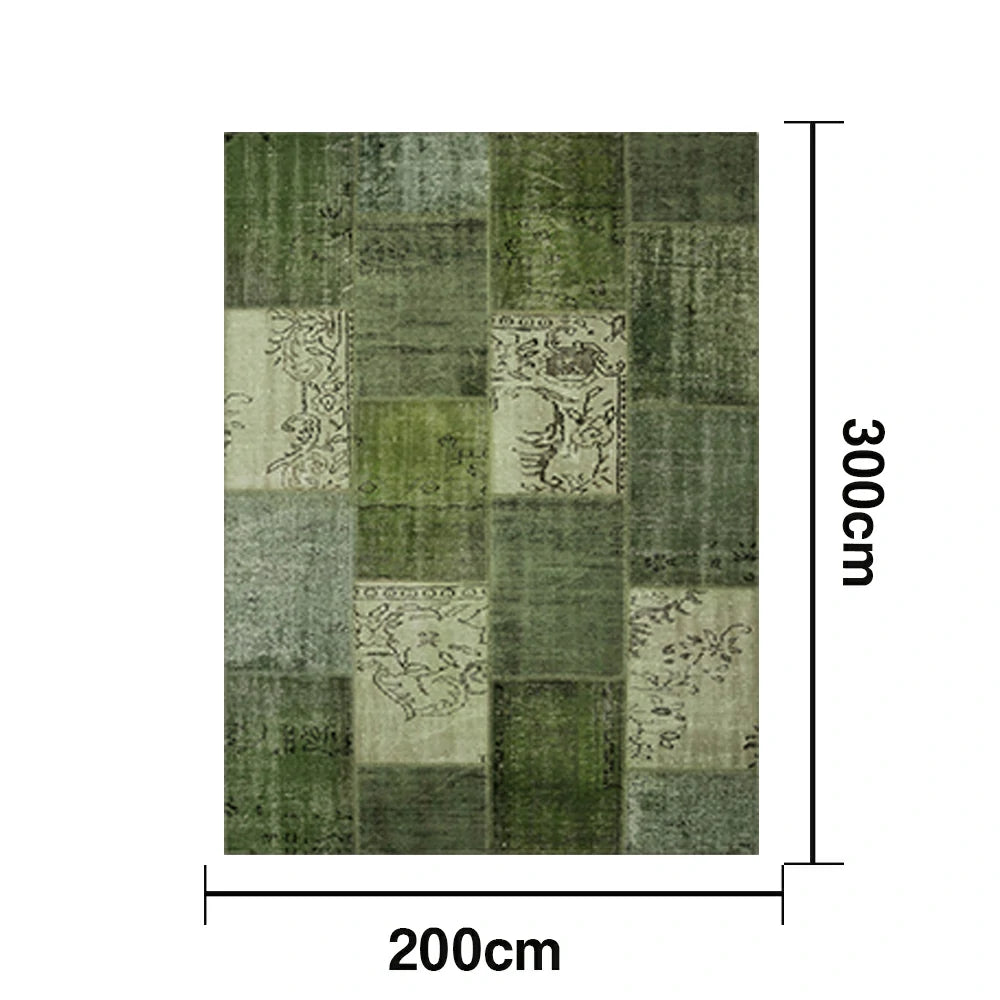 LIVARA 160/200cm Elegant Vintage Loop-Pile Rug - Waterproof, Stain-Resistant, Anti-Static, Soft & Durable, Easy-Clean Design - Green