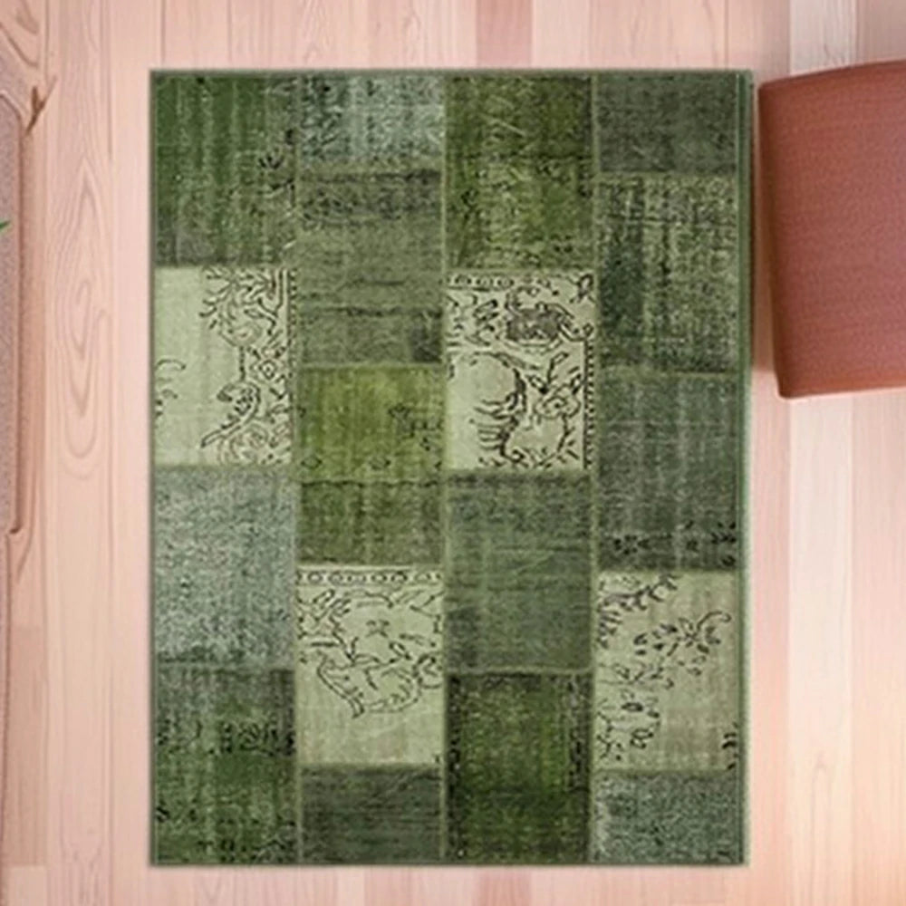 LIVARA 160/200cm Elegant Vintage Loop-Pile Rug - Waterproof, Stain-Resistant, Anti-Static, Soft & Durable, Easy-Clean Design - Green
