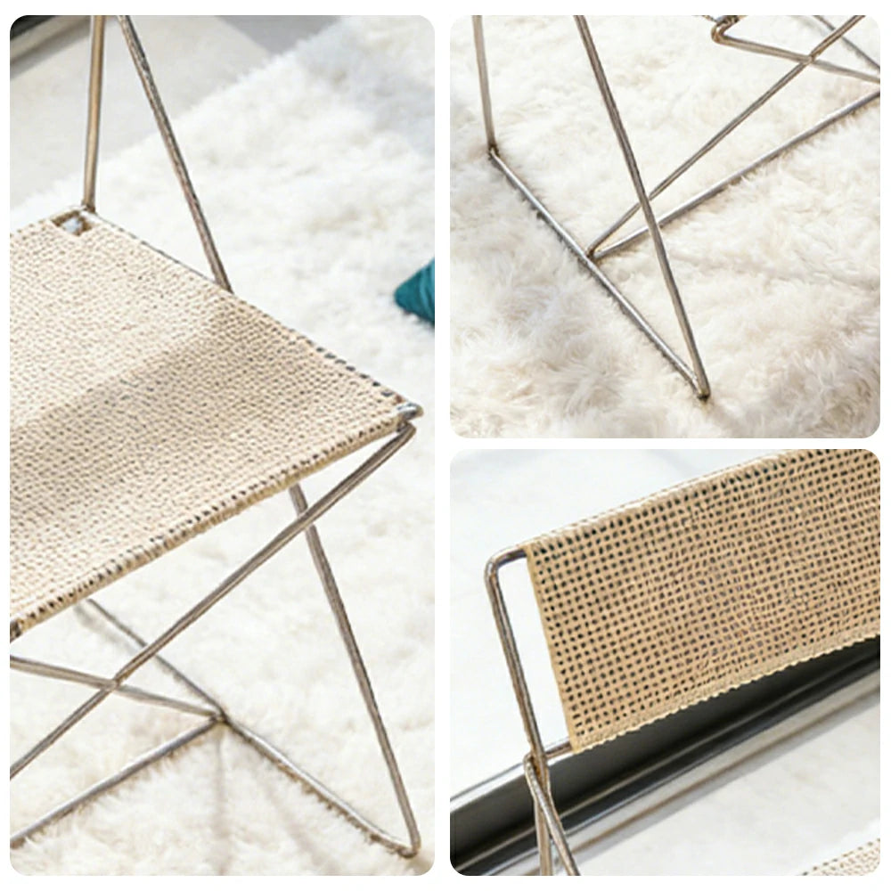 LIVARA Minimalist Metal Dining Chair - Breathable Woven Seat, Stackable Design, Stable Stainless Steel Frame, Indoor & Outdoor Use, Seat Height 44.5cm - White
