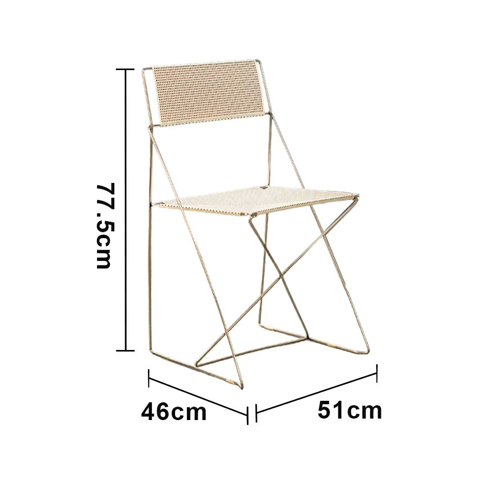 LIVARA Minimalist Metal Dining Chair - Breathable Woven Seat, Stackable Design, Stable Stainless Steel Frame, Indoor & Outdoor Use, Seat Height 44.5cm - White