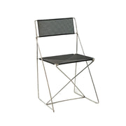 LIVARA Minimalist Metal Dining Chair - Breathable Woven Seat, Stackable Design, Stable Stainless Steel Frame, Indoor & Outdoor Use, Seat Height 44.5cm - Black