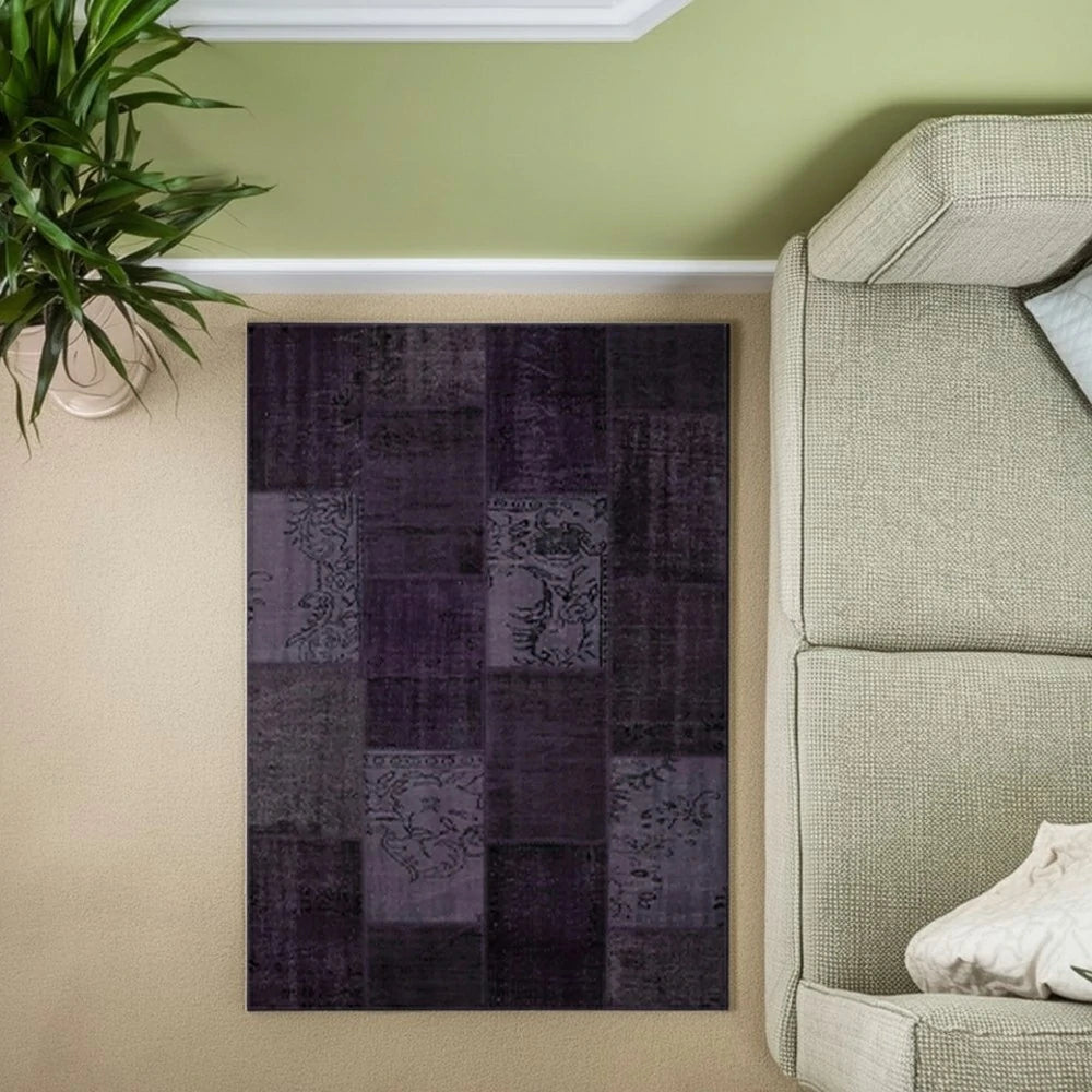 LIVARA 160/200cm Elegant Vintage Loop-Pile Rug - Waterproof, Stain-Resistant, Anti-Static, Soft & Durable, Easy-Clean Design - Purple