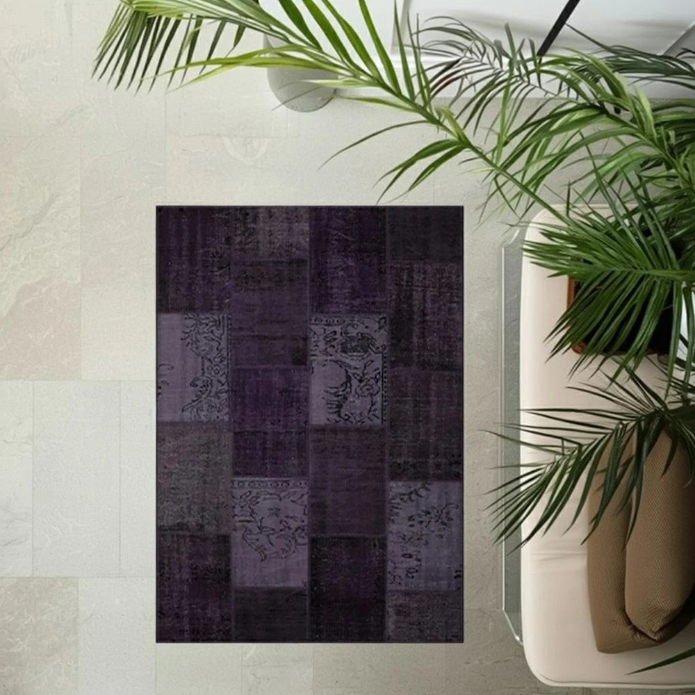 LIVARA 160/200cm Elegant Vintage Loop-Pile Rug - Waterproof, Stain-Resistant, Anti-Static, Soft & Durable, Easy-Clean Design - Purple