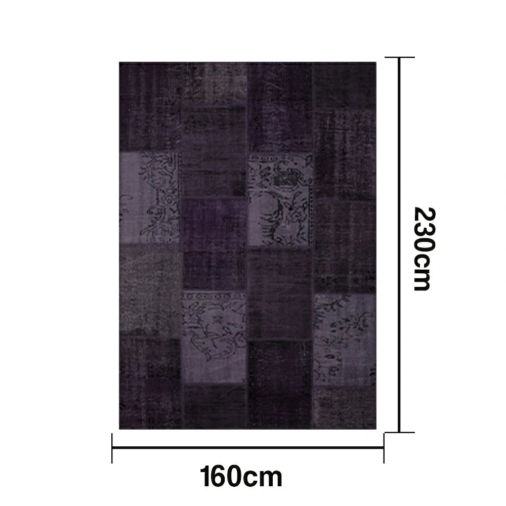 LIVARA 160/200cm Elegant Vintage Loop-Pile Rug - Waterproof, Stain-Resistant, Anti-Static, Soft & Durable, Easy-Clean Design - Purple