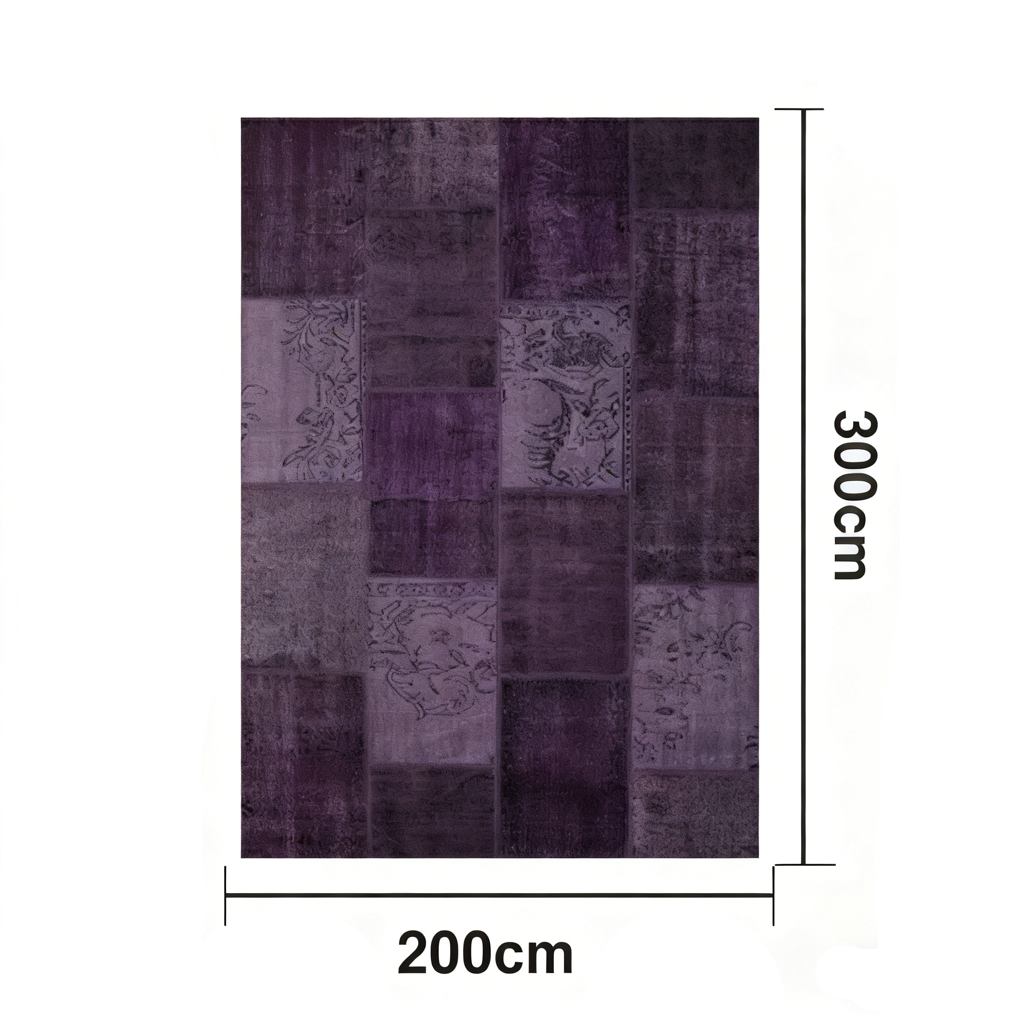 LIVARA 160/200cm Elegant Vintage Loop-Pile Rug - Waterproof, Stain-Resistant, Anti-Static, Soft & Durable, Easy-Clean Design - Purple